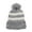 Gray, variant on Jamicy Striped Knitted Hat for Women Soft Warm Beanie with Pom Pom Winter Hat for Outdoor Cycling