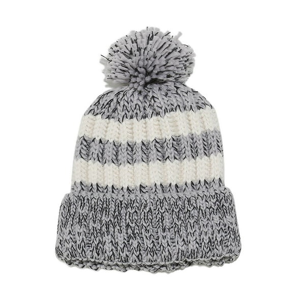 FAWUUDO Women Winter Knitted Cap Beanie Soft Warm Hat with Red Snowflake