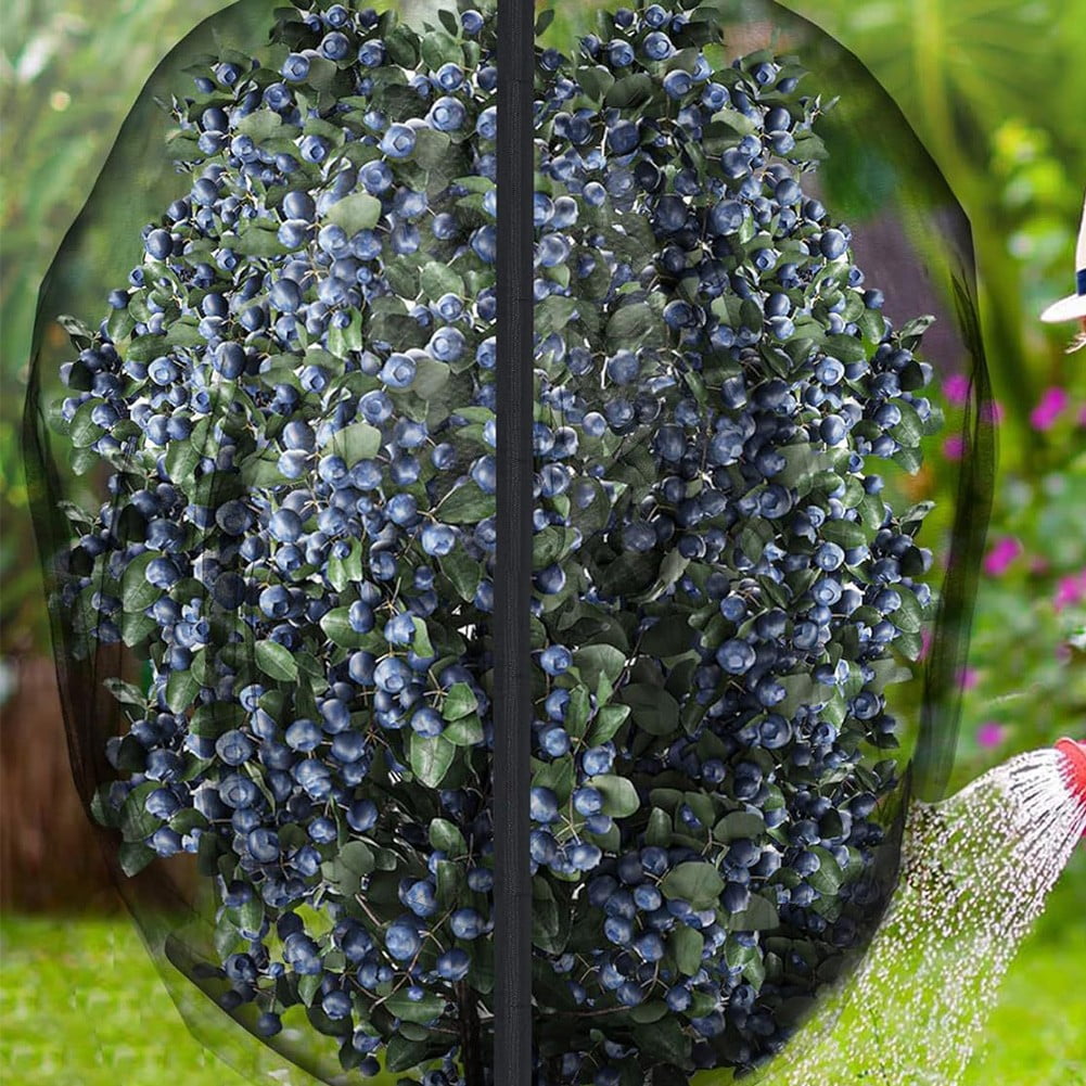 60 Mesh Garden Netting Bags with Zipper Drawstring for Fruit Trees, Vegetables, and Berry Bushes - Black PE Insect and Pest Protection Cover