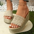 thumbnail image 3 of Mepaouo Platform Slip on Espadrille Sandals for Women Bohemia Flatform Open Toe Beach Wedges Slides, 3 of 6
