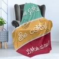 thumbnail image 4 of Saying Soft Flannel Fleece Throw Blanket, Motivation Text Words with Bike Outline Elements and Line Art Colorful, Cozy Plush for Indoor and Outdoor Use, 70" x 90", Multicolor, by Ambesonne, 4 of 5