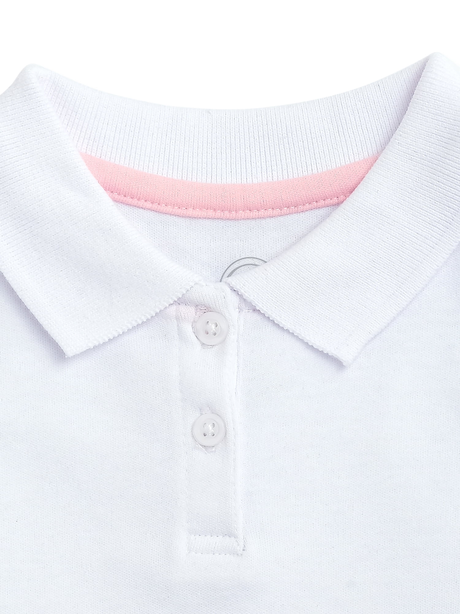 Wonder Nation Toddler Girls School Uniform Short Sleeve Interlock Polo Shirt, 2-Pack
