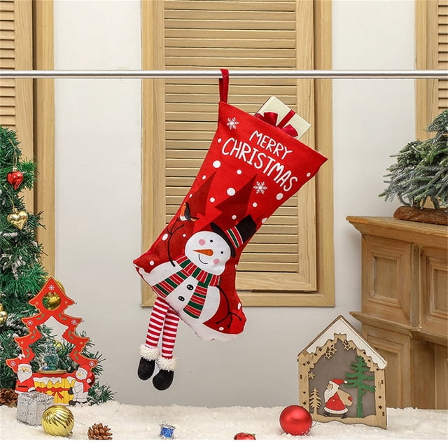 RKSTN Ornements de Noël Bas de Noël Rouges Cadeaux de Noël Sac à Bonbons pour Enfants Poche K Ornements Suspendus Décorations de Noël pour la Maison Nouvel An