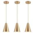 thumbnail image 1 of Luces colgantes Dijiahua Gold con cono de latón cepillado, paquete de 3, 1 of 9