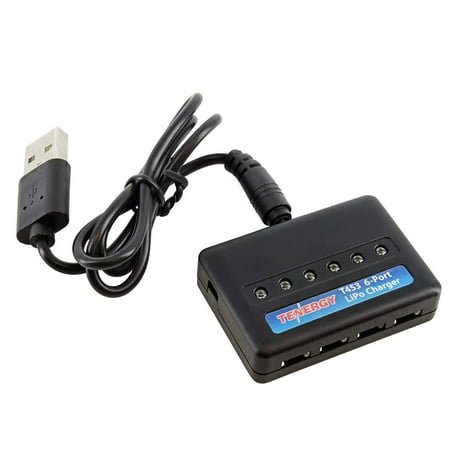 - Tenergy T453 6-Port LiPo Battery Charger, RC Drone Battery Charger with 6 Converting Cables, Multi Battery Charger for 3.7V (1S) Lithium Polymer RC Quadcopter Batteries with JST or Losi Connector