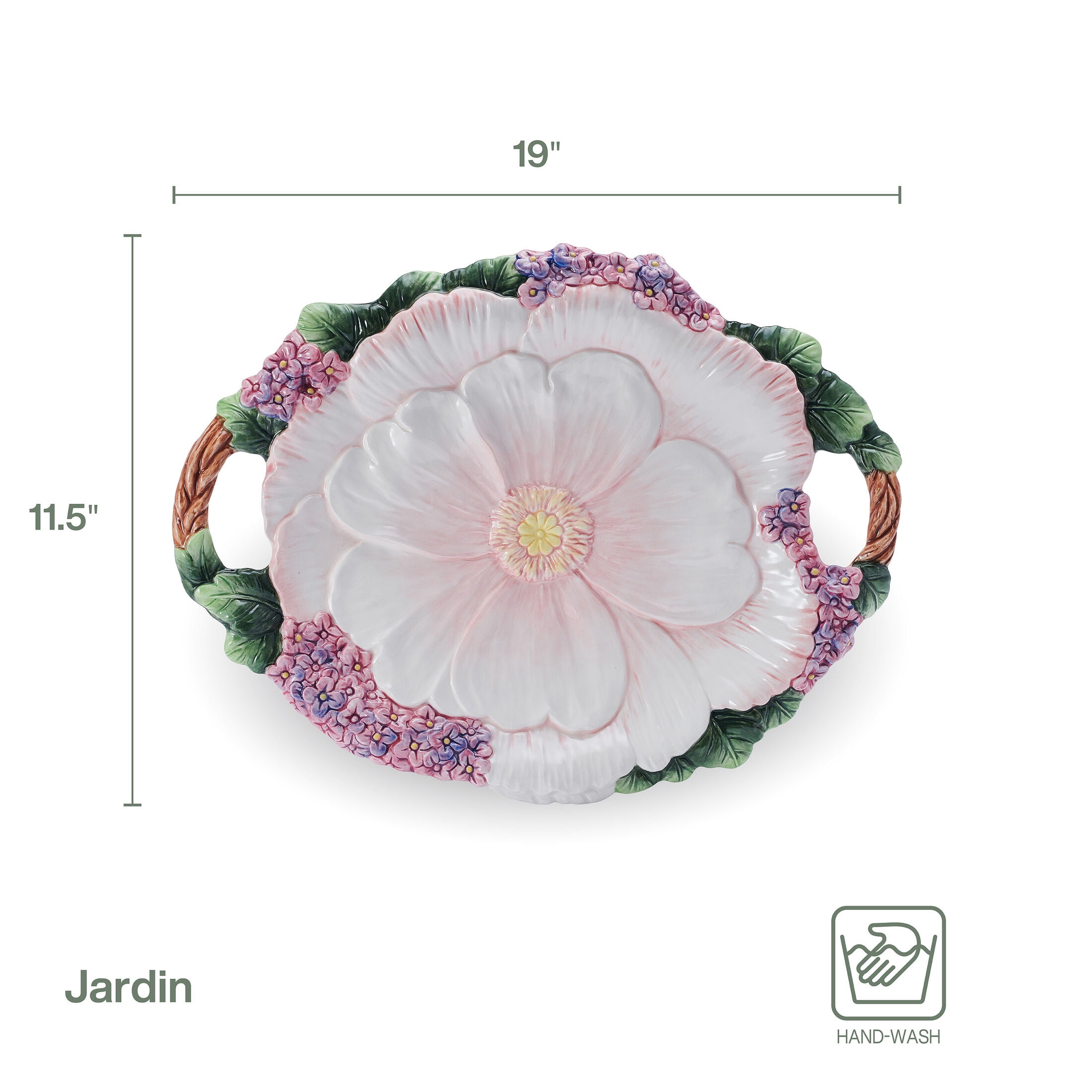 Fitz and Floyd Jardin 19 in Large Platter W Handles