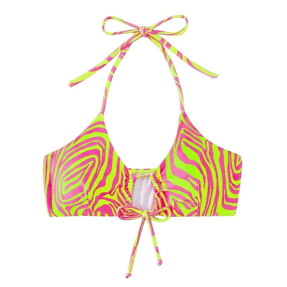 ZQGJB Women Leopard Bikini Top Only - Supportive Swimsuit Top Adjustable Strap Large Bust Bathing Suit Top 2025 Cut Out Twist Swim Top(Gold,M)