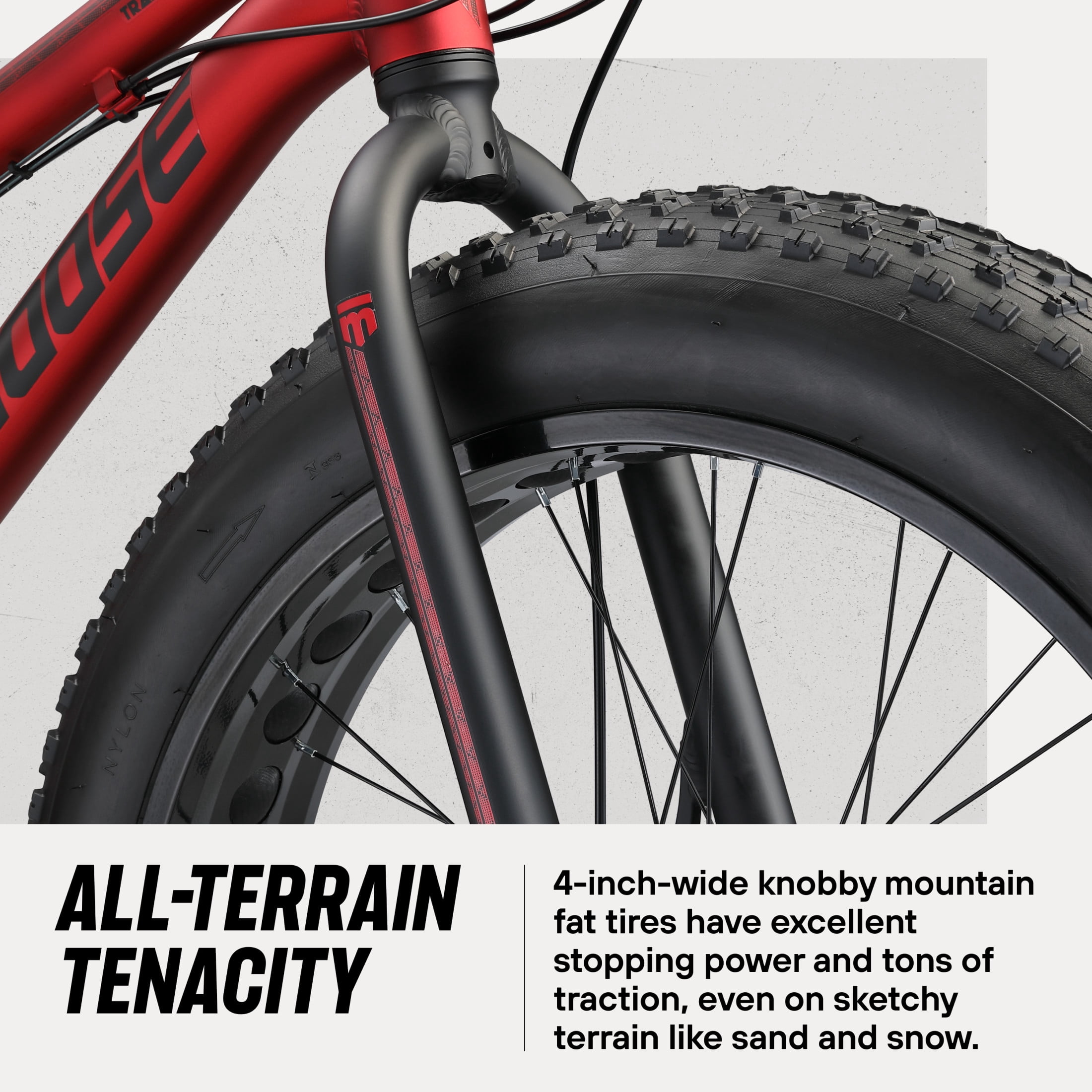 Mongoose Argus Trail Fat Tire Mountain Bike, 24 Inch Wheels, Ages 10 -15, Red