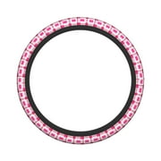 XMXY Car Steering Wheel Cover, Pink Geometric Fabric Texture Non-Slip Jeep Truck Universal Elastic Steering Wheel Protector 15 inch