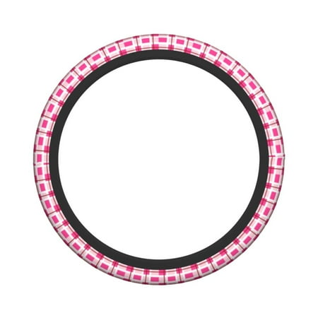 XMXY Car Steering Wheel Cover, Pink Geometric Fabric Texture Non-Slip Jeep Truck Universal Elastic Steering Wheel Protector 15 inch
