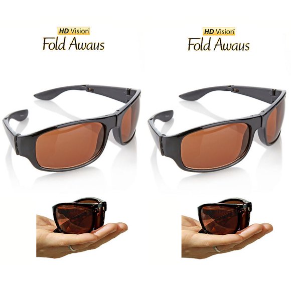 HD Vision Fold Aways Store Designer Sunglasses - Deluxe- 2 Pack (Black)
