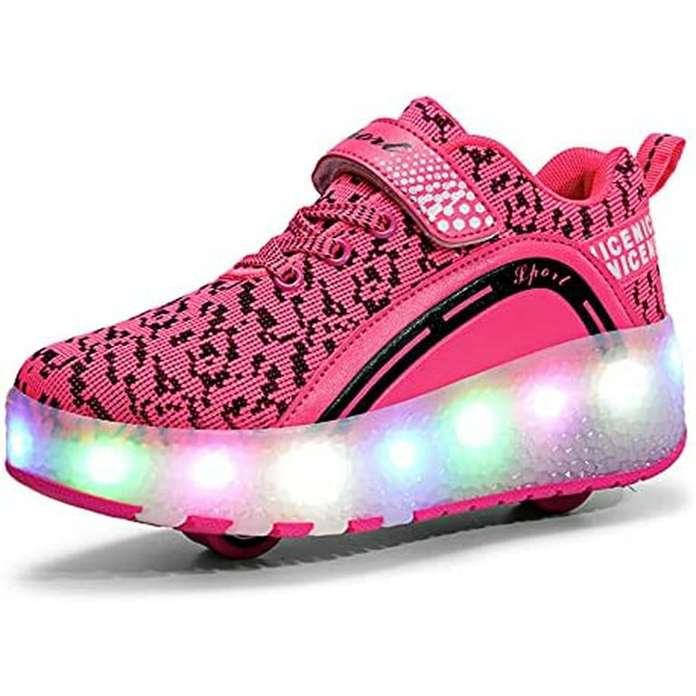 Kids Cool LED Shoes Roller Skate Shoes Fashion Light Wheels Sneakers Girls  Boy