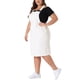 thumbnail image 4 of Falda de mezclilla para mujer de tallas grandes Agnes Orinda, con tirantes de tirantes, estilo desgastado, vestido de mezclilla 1X blanco, 4 of 6