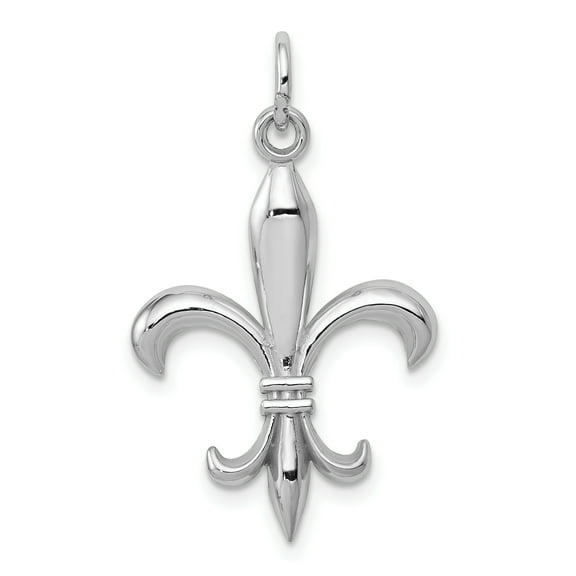 Finest Gold 14K White Gold Hollow Fleur De Lis Charm