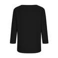 thumbnail image 4 of Yrmaups Loose Fit 3/4 Sleeve T Shirt for Women Plus Size, Casual Round Neck Button Down Blouse, Soft Stretch Basic Tee for Vacation Office Home Daily Wear, Black 3XL, 4 of 6
