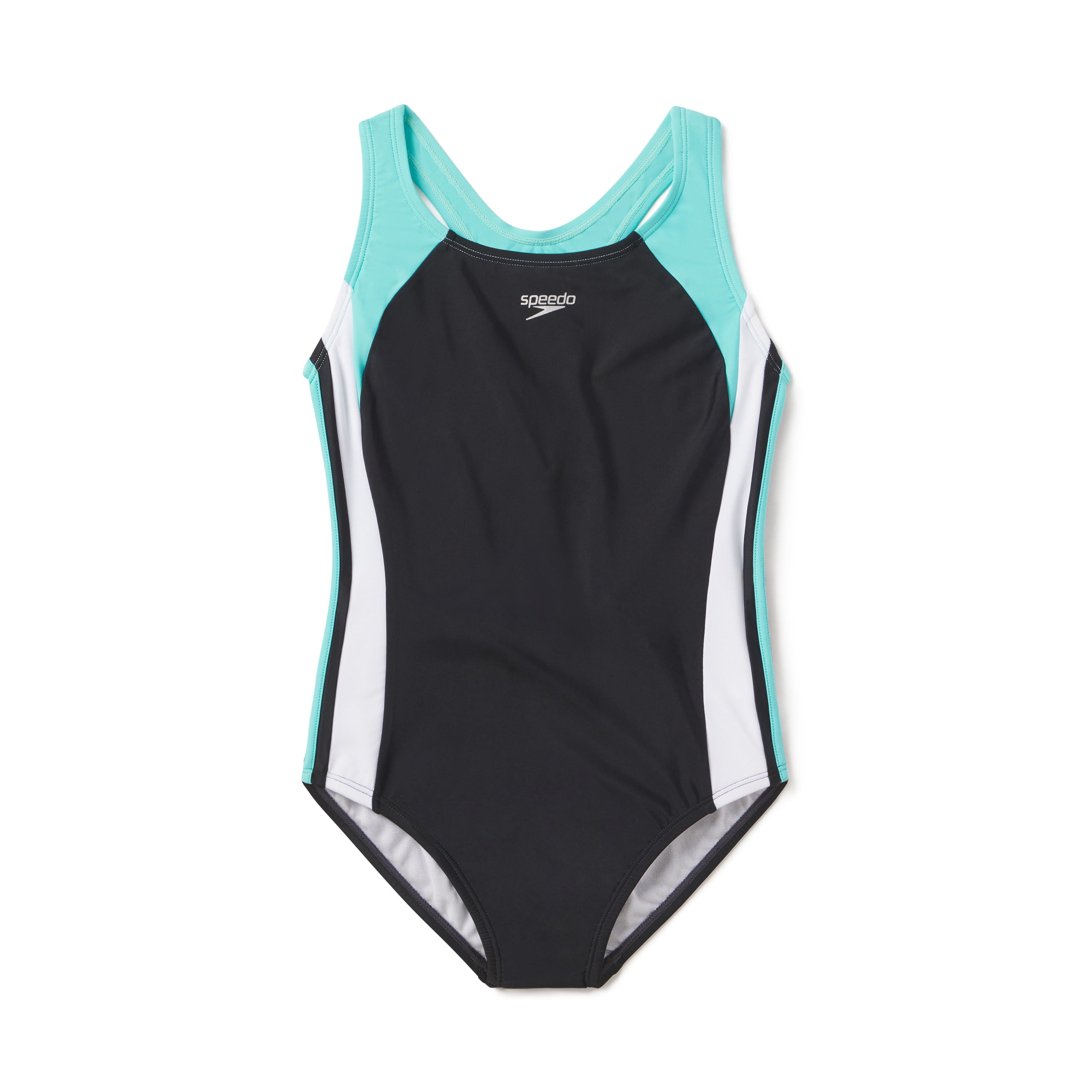 Speedo Girls Infinity Splice One Piece Thick Strap Swimsuit - Sea Level, Size: 10
