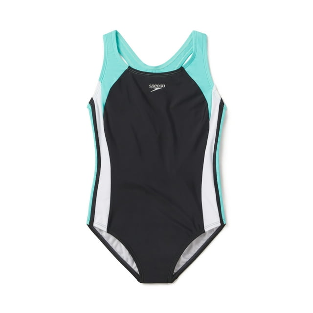 Speedo Girls Infinity Splice One Piece Thick Strap Swimsuit - Sea Level, Size: 7