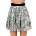 thumbnail image 2 of vigerkar Womens Sequin Skirt Elastic Waist Glitter Sparkly Shiny Skirts for Dance Party (Silver, S), 2 of 7