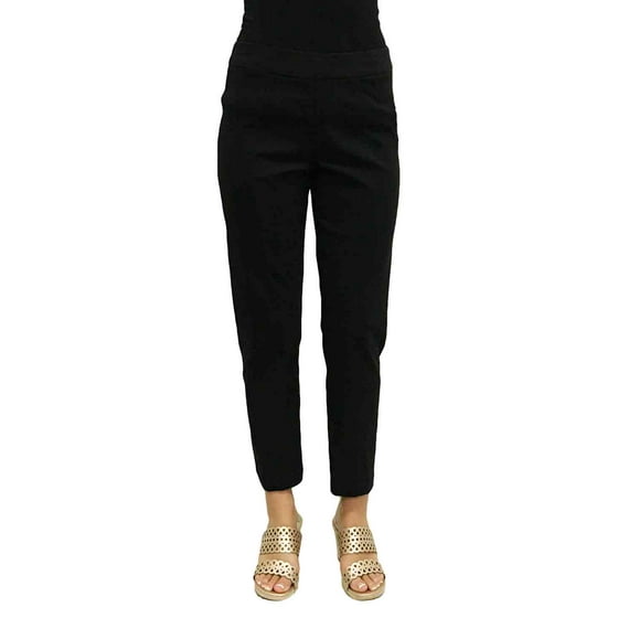 Multiples Multiples Women's Black Pull On Solid Ankle Pants