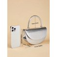 thumbnail image 5 of Women Silver Textured Half Moon Top Handle Handbag Elegant Evening Purse Fashion Party Wedding Bag, 5 of 7