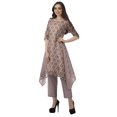 thumbnail image 3 of Moomaya Ensemble Kurti Kurta Pantalon pour Femmes Col Bateau Imprimé Robe 2 Pcs Tenue Ethnique, 3 of 6