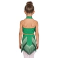thumbnail image 3 of TiaoBug Kids Girls Latin Dance Outfits Fringe Tassels Halter Backless Crop Top with Mini Skirts Dancewear Green 16, 3 of 6
