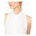 thumbnail image 3 of CALVIN KLEIN Womens White Tie Neck Sleeveless Mock Wear To Work Tank Top Petites PXS, 3 of 4