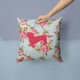 thumbnail image 2 of Dog Silhouette Shabby Chic Roses Fabric Decorative Pillow, 2 of 4
