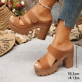 thumbnail image 4 of Women's Chunky Block Heel Mules Open Toe Platform Clogs for Women Casual Thick Sole Slip On Shoes Spring Summer Comfortable, 4 of 9
