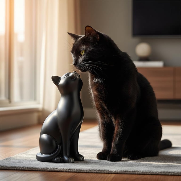 Comfy Hour 9.1 in Black Polyresin Sitting Cat Statue, 5.1 x 3.2 x