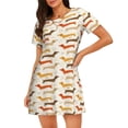 thumbnail image 1 of Fotbe Dachshund Bata de Dormir para Mujer con Estampado, Camisón de Algodón de Manga Corta, Ropa de Dormir Casual, 1 of 6