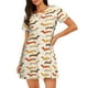 thumbnail image 1 of Fotbe Dachshund Bata de Dormir para Mujer con Estampado, Camisón de Algodón de Manga Corta, Ropa de Dormir Casual, 1 of 6