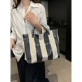 thumbnail image 5 of PVC Tote Bag with Letter Print, Waterproof Plastic Handbag for Shopping, Daily Commute, and Travel, Approximately 16.9 x 12.6 x 5.9 Inches (Dark Blue), 5 of 9