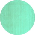 thumbnail image 1 of Ahgly Company Indoor Round Solid Turquoise Blue Modern Area Rugs, 6' Round, 1 of 4