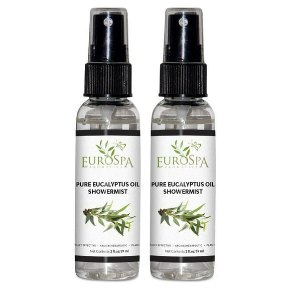 EuroSpa Aromatics Pure Eucalyptus Oil Shower Mist Spray Aromatherapy 2 Oz, 2-Pack