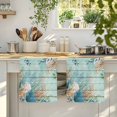 thumbnail image 4 of Teal Beach Coastal Kitchen Towels Set of 1, Summer Nautical Coral Shell Botanical Vintage Absorbent Dish Towels for Kitchen, Microfiber Hand Towel, Quick Drying Tea Towel for Cleaning Dishcloths, 4 of 7