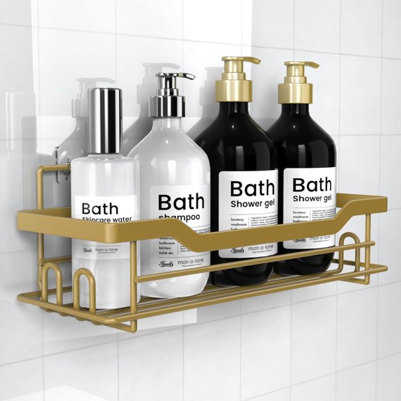 Shower Caddy Shelves Organizer Rack, Single Pack Shower Shelf, Caddies for Shampoo Soap Bathroom Waterproof Adhesive Holder, No Drilling Wall Mounted Self