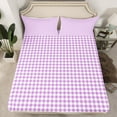 thumbnail image 2 of Homewish Classic Grid Full Size Sheets,Minimalism Geometric Checkered Bed Sheets,Purple White Sheet Sets For Girls Boys,Super Cozy Room Decor,4-Piece, 2 of 7