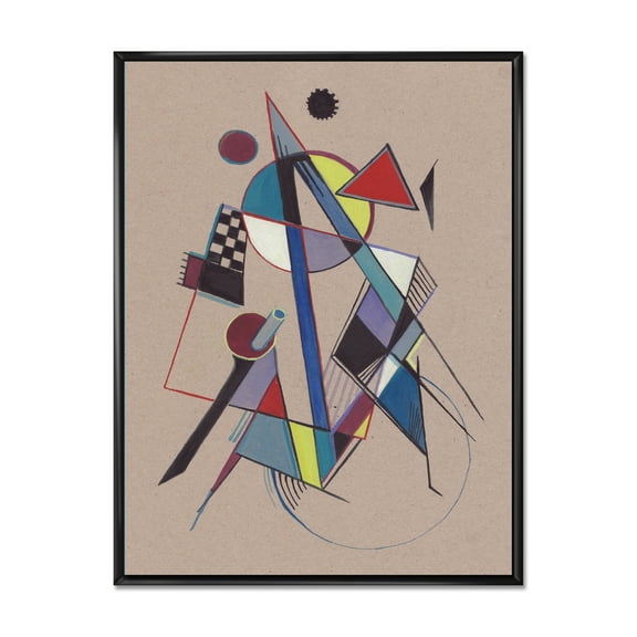 Designart 'Abstract Compositions Of Colored Geometric III' Modern Framed Canvas Wall Art Print
