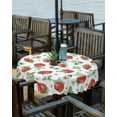 thumbnail image 2 of Outdoor Tablecloth with Umbrella Hole & Zipper, Strawberry Round Tablecloth 60 Inch, Spring Floral Summer Botanical Green Patio Table Cover Waterproof Table Cloth for Picnic/Party, 2 of 6