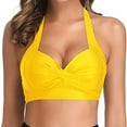 thumbnail image 2 of REORIAFEE Sexy Bikinis for Women Vintage Swimwear Halter Backless Bikini Tops Yellow L, 2 of 7