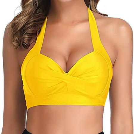 onlyliua Swimsuit Bottoms for Women Womens Fashion Sexy Solid Color Swimsuit Halter Backless Bikini Tops Swimsuits for Women