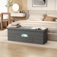 thumbnail image 2 of Gymax 43'' Folding Storage Ottoman Bench w/ Removable Divider & Side Pocket Bedroom Dark Grey, 2 of 10