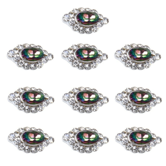 DIY 10 Piezas Set 3D Rhinestone Charm Decoraciones Guitar Bow Flo Plata verde