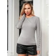 thumbnail image 5 of Aiyino Womens Basic Shirts Blouses Ribbed Long Sleeve Crewneck Casual Slim Fitted Knit Tops,Grey S, 5 of 10