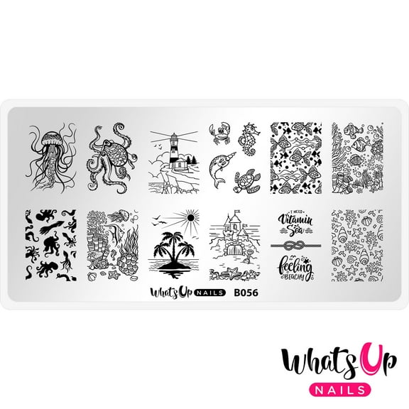 Whats Up Nails B056 Coasting to the Sea Metal Stamping Plate for Nail Art Design