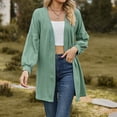 thumbnail image 3 of Scyoekwg Women's Cardigans Fall Coats Solid Color Open Front Cardigan Coat Loose Long Sleeve Casual Lightweight Trendy Cardigan(Green,XXL), 3 of 6