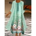 thumbnail image 2 of Plus Size Outfits Set, Women's Plus Floral Print Round Neck Tank Dress & Long Sleeve Coat Outfits Two Piece Set, 2 of 6