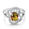 thumbnail image 2 of Gem Stone King 925 Sterling Silver Statement Ring Set with Oval Mango Mystic Topaz (2.82 cttw) (Size 6), 2 of 3