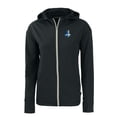 thumbnail image 2 of Women's Cutter & Buck  Black Detroit Lions Throwback Daybreak Eco Recycled Half-Zip Hoodie, 2 of 3